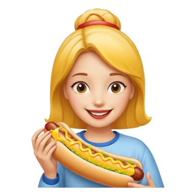 Girl holding hot dog sticker
