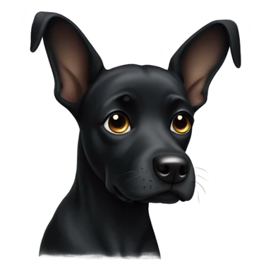 Black dog with one ear up and one ear folded down sticker