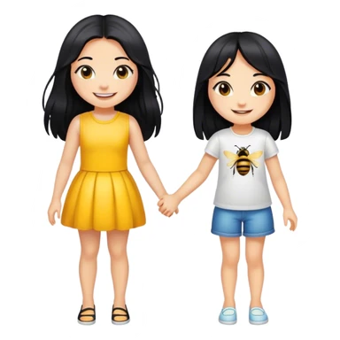 bumblebee being friends and holding hands with a girl with long black hair  sticker
