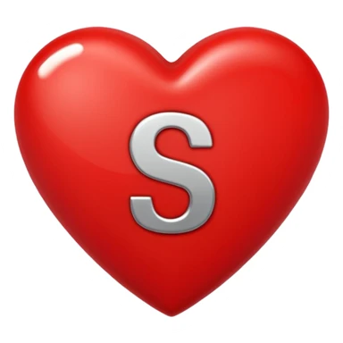 Love heart in red colour and center S letter only sticker