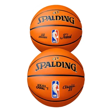 Ultra minimalist basketball in classic orange color with very tiny Spalding and NBA logos, extremely simple design with minimal details sticker