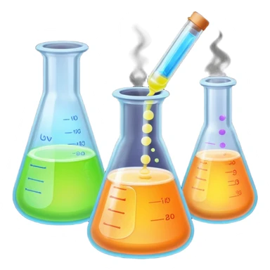 hi-lighters uv light glowibg formula in beaker/ test tube and baking soda in lab sticker