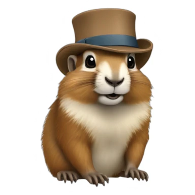 Marmotte heureuse avec chapeau sticker