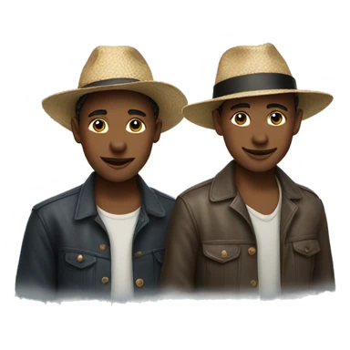 two boys in stylish hats sticker