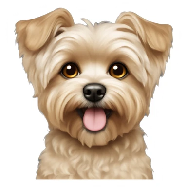 yorkie bichon mix. dog with light tan curly fur, very very LONG ears DOWN. dark brown eyes,. sticker
