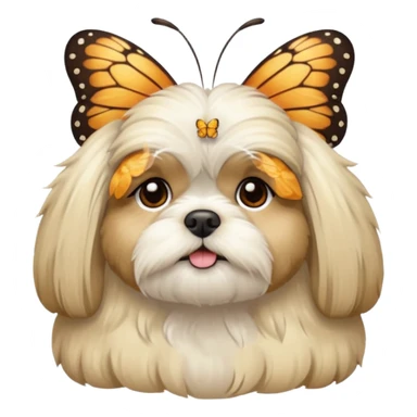 lhasa apso with a butterfly clip sticker