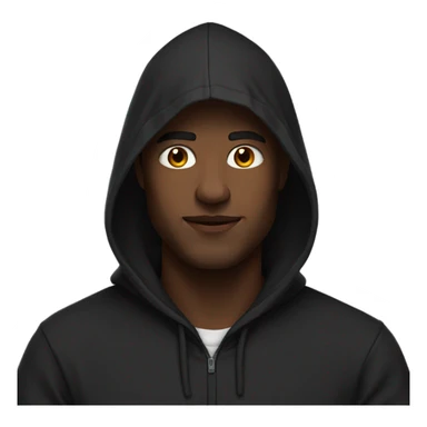 Man in a black hoodie and a hood on sticker
