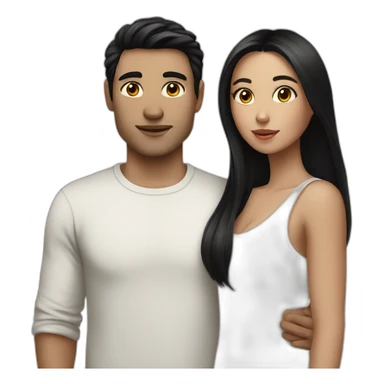 White skin Couple together having black hair sticker