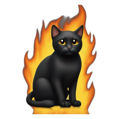 black cat sat on fire sticker