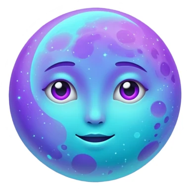 glitter purple and cian moon sticker