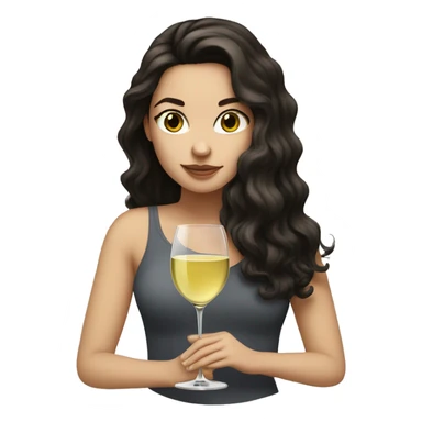 white girl with dark hair a glass of white wine sticker