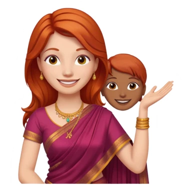 Red head woman praising Indian woman sticker