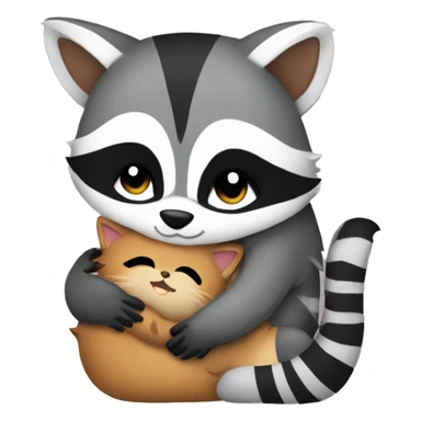 Raccoon hugging cat sticker