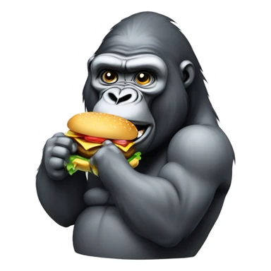 Silverback gorilla eating a hamburger sticker