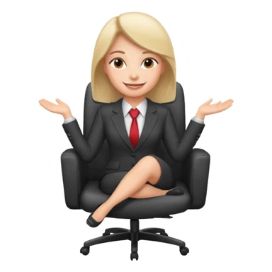 Cartoon face woman smiling and relaxing and aligned in a chair in office make the face a cartoon character  sticker