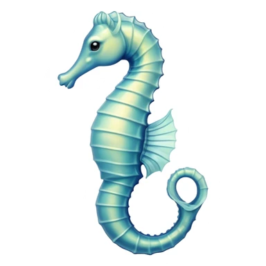 Beautiful and Majestic Sea Horse Portrait Emoji, Head and body rendered in serene repose with a gentle, content smile, showcasing a slender, elegantly curved seahorse with a softly coiled tail and eyes gently closed in peaceful slumber, Simplified yet exquisitely endearing features, highly detailed, glowing with a soft, drowsy aquatic light, high shine, relaxed and utterly enchanting, stylized with an air of majestic marine beauty, soft glowing outline, capturing the essence of a beautiful and majestic seahorse that embodies the enchanting spirit of the ocean! sticker