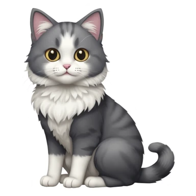 full body half dark grey and half white cat with white front legs sticker