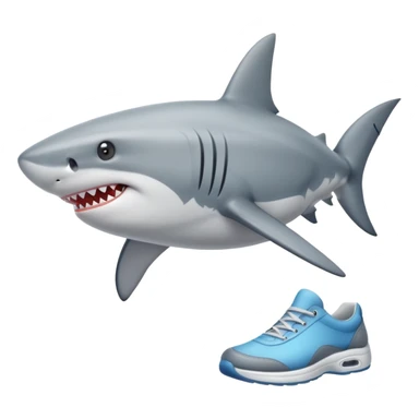 A shark with shoes sticker