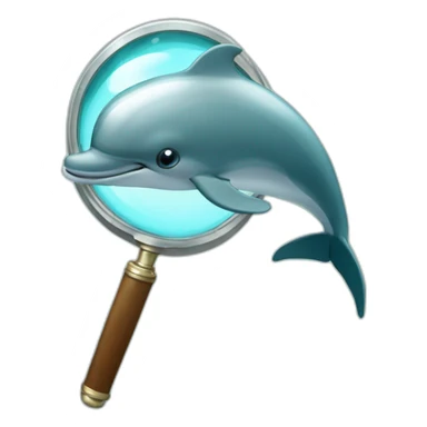 A dolphin with a magnifying glass sticker