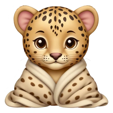 Cute, Disney-style baby leopard cozy in blanket sticker