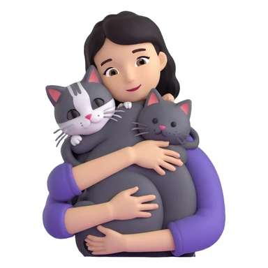 person hugging a cat sticker