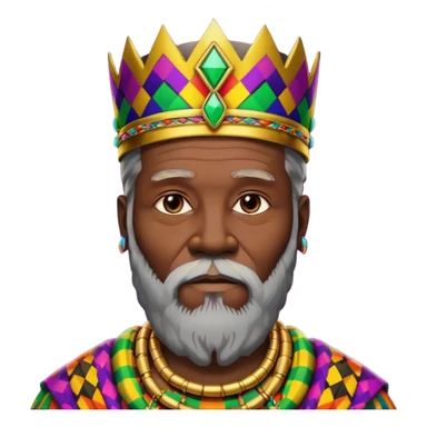 Create me an emoji of a beautiful Old African King with a beard wearing a neon Colorful gradient African Kente patterns sticker