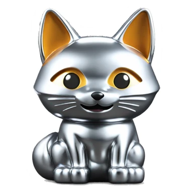 fully chrome fox statue in the form of maneki neko sticker