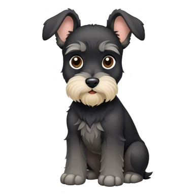mini black schnauzer with big round ears and long leg hair sticker