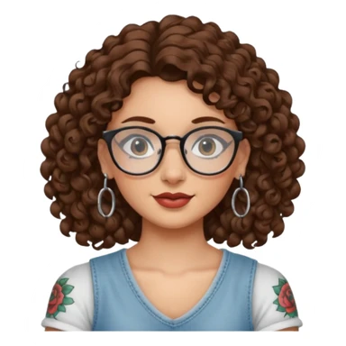 curly glasses earring tattooed girl sticker