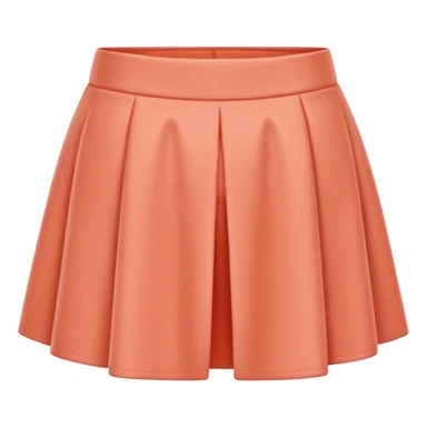 A 3D cartoon peach-coral skort (skirt-shorts combo) with gentle fabric folds and neat finish, isolated on plain background, Memoji-style. sticker