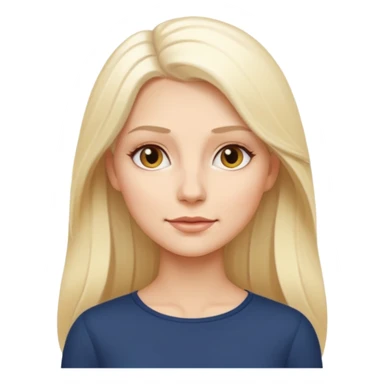 Stylized emoji portrait of a sexy long-haired white-blonde woman, confident expression, smooth skin, minimal makeup, full height  sticker