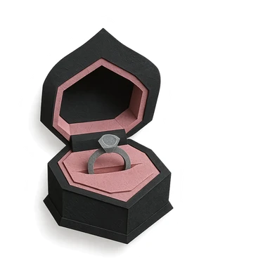 BLACKPINK-inspired gothic ring box, no hearts, layered and elegant, black and pink sticker