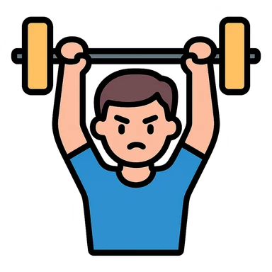 one man lifting weights with focus, minimal and recognizable, icon style sticker
