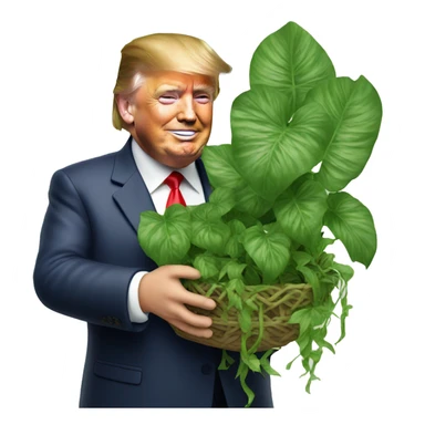 Donald trump holding pothos plate with long vines sticker