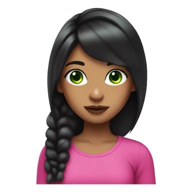 girl with bluey green eyes, black hair and hot pink front strands  sticker