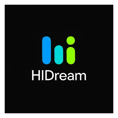 create high dream logo like this with text "HIDream", black background  sticker