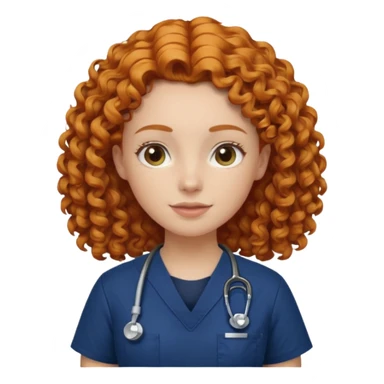 a ginger curly hair vet woman with navy blue scrub

 sticker
