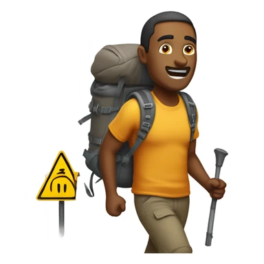 Man hiking with sign that says “Wow!” sticker