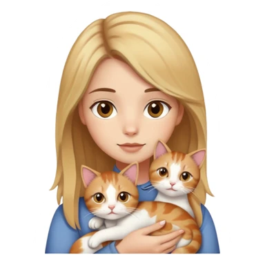 girl with hazelnut blonde hair, brown eyes and white skin with her calico cat sticker