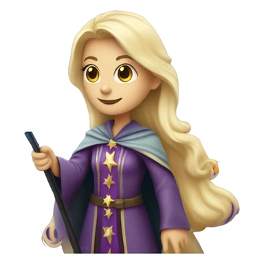 Blonde female wizard with iridescent star wand sticker