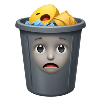 put an emoji into a trash bin. show just the emoji in a trash bin sticker