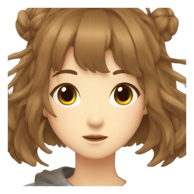 fall anime girl with brown hair and bangs sticker