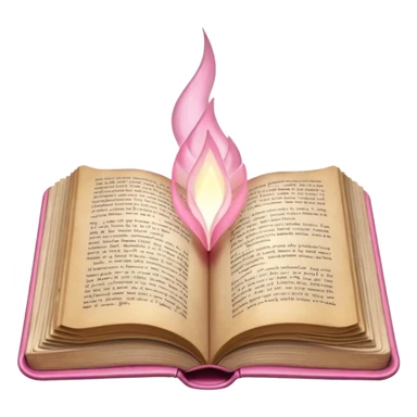 An open pink book with lights emerging from its pages sticker