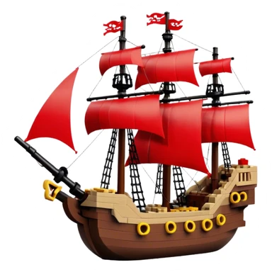 Pirate Ship (Toy) - Lego Pirate Ship (Model Year: 2021) (Iconic colour: Brown with red sails) sticker