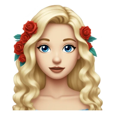 Wedding hair long with roses beautiful finished blond girl with blue eyes  sticker