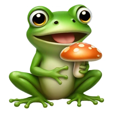 Frog holding mushroom sticker