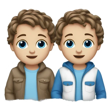 Twin baby boys brown hair blue eyes sticker