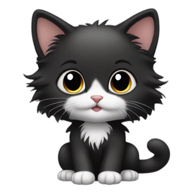 small long hair kitten black sticker