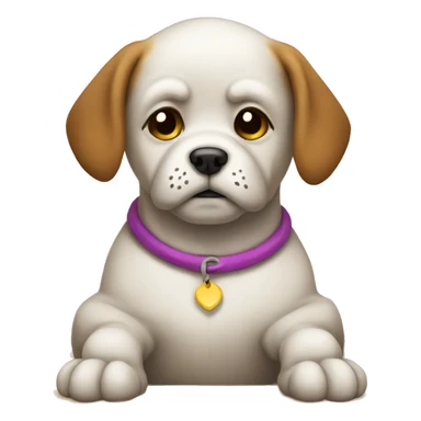 Sad dog sitting on the bad sticker