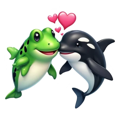 Frog and orca in love  sticker